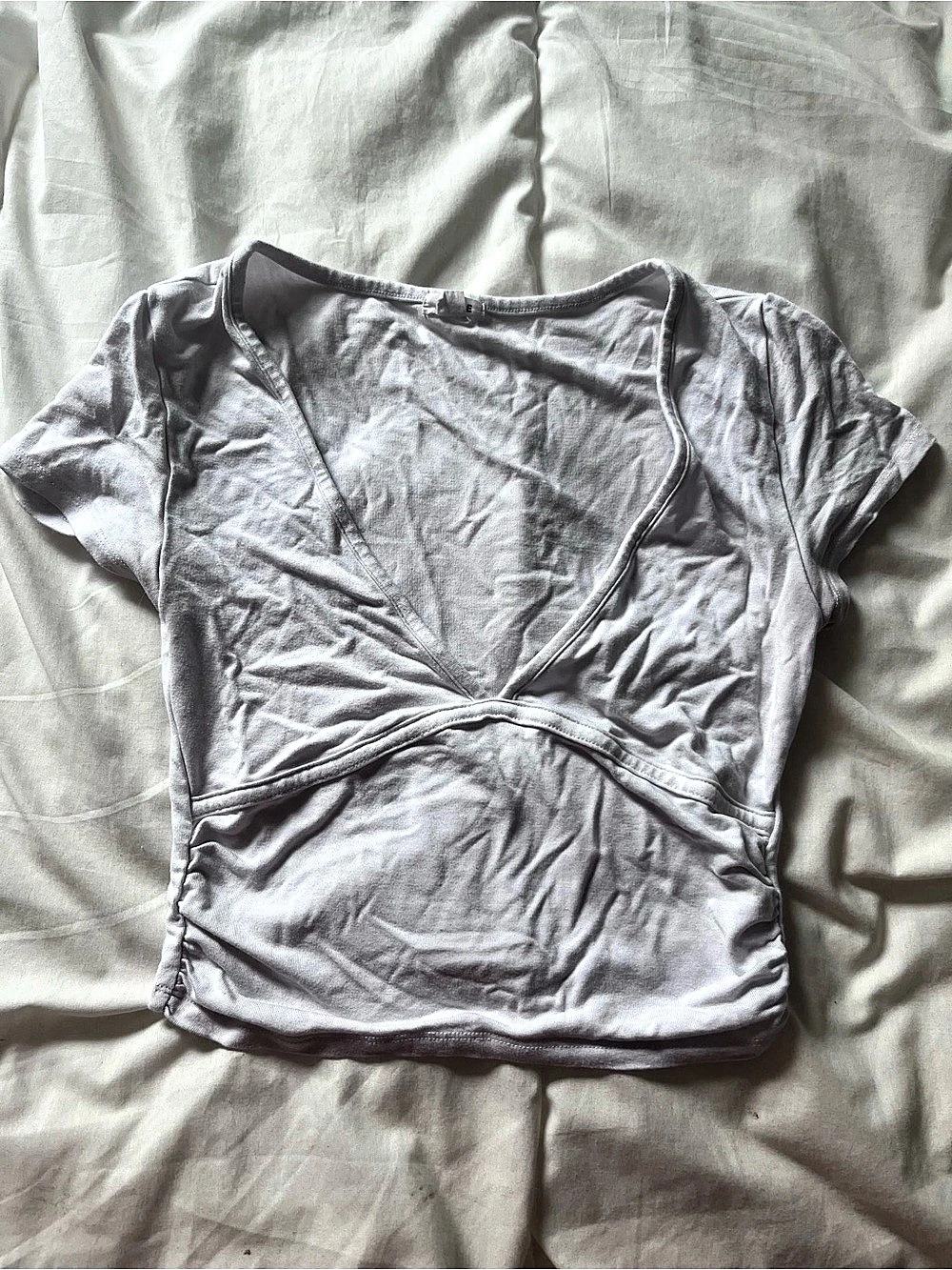 GARAGE white v-neck Short Sleeve crop top